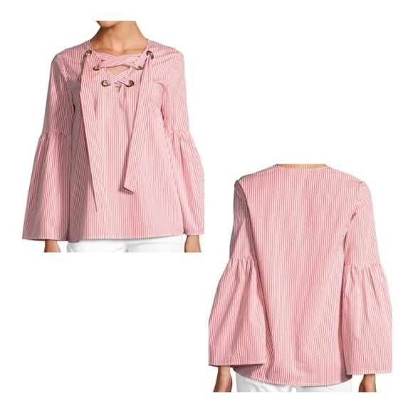 Michael Michael Kors Poppy Striped Bell Sleeve Top - Picture 2 of 15